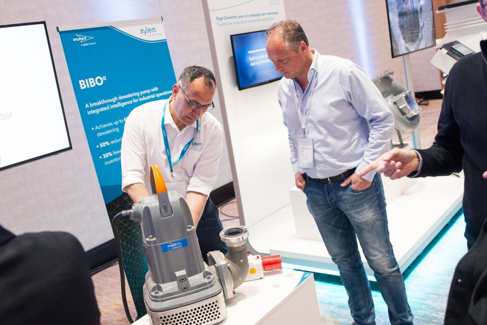 Demonstratie van Flygt Bibo Alpha dompelpomp op industriële vakbeurs